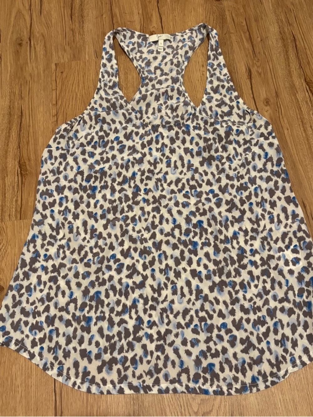 Joie silk Women’s Blue Leopard Print Racerback Tank Top size small s women’s